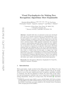 Visual Psychophysics for Making Face Recognition Algorithms More
  Explainable