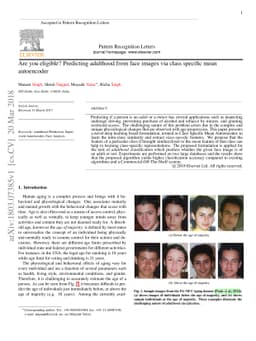 Are you eligible? Predicting adulthood from face images via class
  specific mean autoencoder