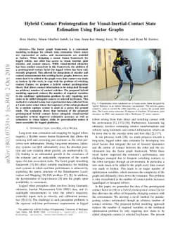 Hybrid Contact Preintegration for Visual-Inertial-Contact State
  Estimation Using Factor Graphs