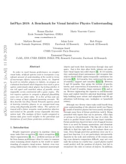 IntPhys: A Framework and Benchmark for Visual Intuitive Physics
  Reasoning