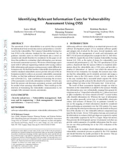 Identifying Relevant Information Cues for Vulnerability Assessment Using
  CVSS