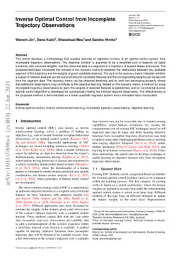 Inverse Optimal Control from Incomplete Trajectory Observations