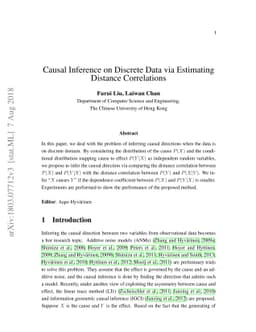 Causal Inference on Discrete Data via Estimating Distance Correlations