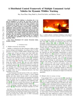 A Distributed Control Framework of Multiple Unmanned Aerial Vehicles for
  Dynamic Wildfire Tracking