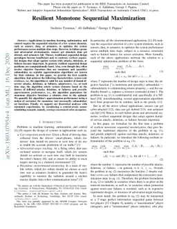 Resilient Monotone Sequential Maximization