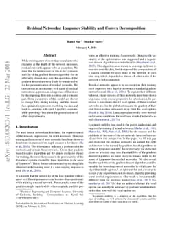 Residual Networks: Lyapunov Stability and Convex Decomposition