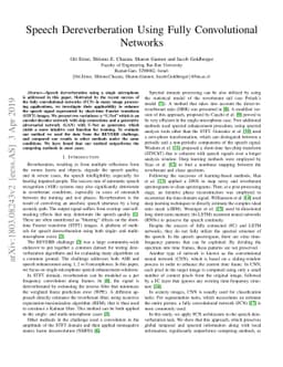 Speech Dereverberation Using Fully Convolutional Networks