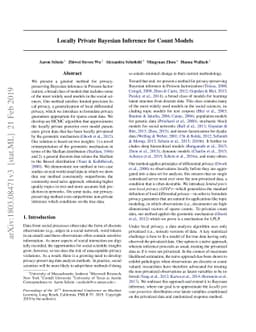 Locally Private Bayesian Inference for Count Models