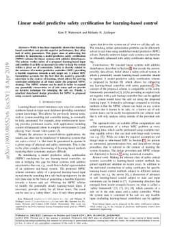 Linear model predictive safety certification for learning-based control