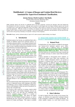 MultiBooked: A Corpus of Basque and Catalan Hotel Reviews Annotated for
  Aspect-level Sentiment Classification