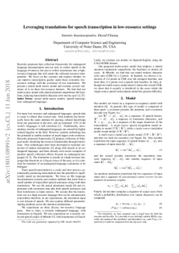 Leveraging translations for speech transcription in low-resource
  settings