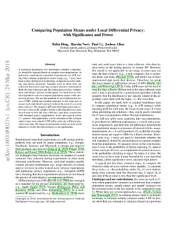 Comparing Population Means under Local Differential Privacy: with
  Significance and Power