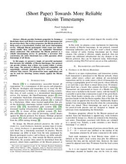(Short Paper) Towards More Reliable Bitcoin Timestamps