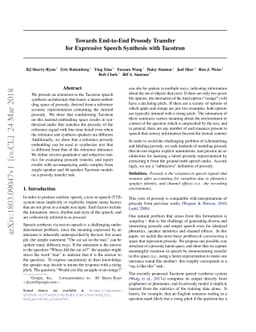 Towards End-to-End Prosody Transfer for Expressive Speech Synthesis with
  Tacotron