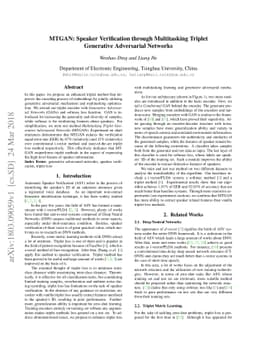 MTGAN: Speaker Verification through Multitasking Triplet Generative
  Adversarial Networks