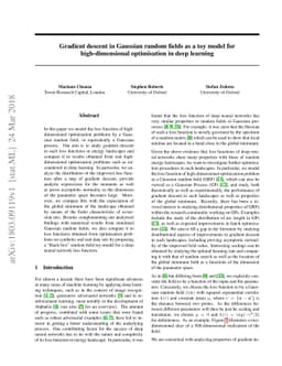 Gradient descent in Gaussian random fields as a toy model for
  high-dimensional optimisation in deep learning