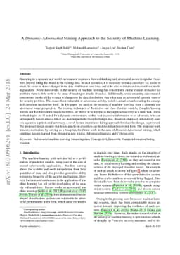 A Dynamic-Adversarial Mining Approach to the Security of Machine
  Learning