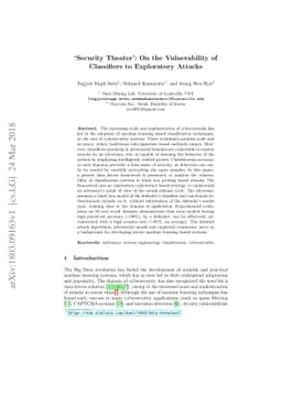 Security Theater: On the Vulnerability of Classifiers to Exploratory
  Attacks