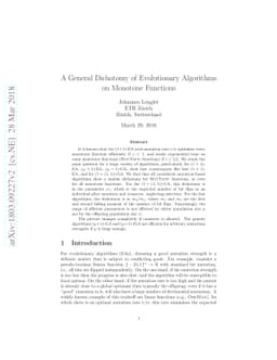 A General Dichotomy of Evolutionary Algorithms on Monotone Functions