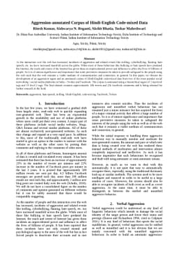 Aggression-annotated Corpus of Hindi-English Code-mixed Data