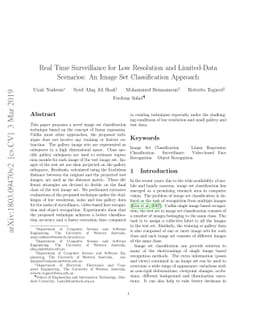 Real Time Surveillance for Low Resolution and Limited-Data Scenarios: An
  Image Set Classification Approach