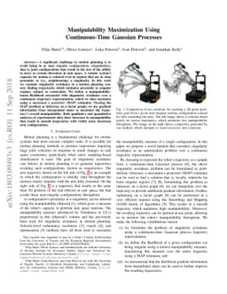 Manipulability Maximization Using Continuous-Time Gaussian Processes