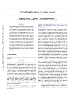 On Matching Pursuit and Coordinate Descent