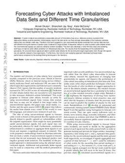 Forecasting Cyber Attacks with Imbalanced Data Sets and Different Time
  Granularities