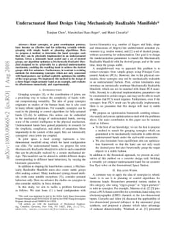 Underactuated Hand Design Using Mechanically Realizable Manifolds