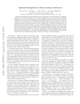 Quantum Entanglement in Deep Learning Architectures