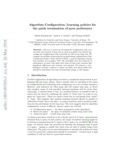 Algorithm Configuration: Learning policies for the quick termination of
  poor performers