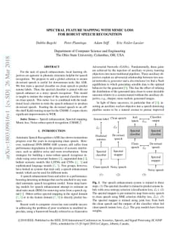 Spectral feature mapping with mimic loss for robust speech recognition