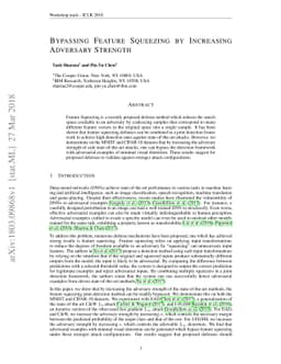 Bypassing Feature Squeezing by Increasing Adversary Strength