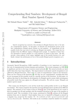 Comprehending Real Numbers: Development of Bengali Real Number Speech
  Corpus