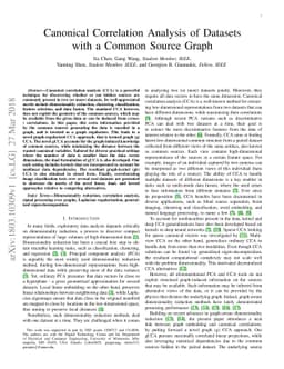 Canonical Correlation Analysis of Datasets with a Common Source Graph