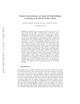 Graph Convolutions on Spectral Embeddings: Learning of Cortical Surface
  Data
