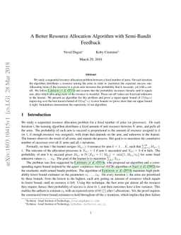 A Better Resource Allocation Algorithm with Semi-Bandit Feedback
