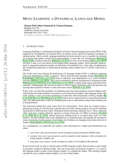 Meta-Learning a Dynamical Language Model