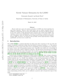 Greedy Variance Estimation for the LASSO