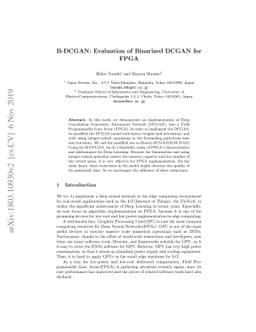 B-DCGAN:Evaluation of Binarized DCGAN for FPGA
