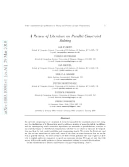 A Review of Literature on Parallel Constraint Solving