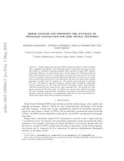 Error Analysis and Improving the Accuracy of Winograd Convolution for
  Deep Neural Networks