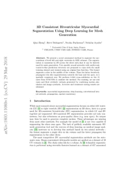 3D Consistent Biventricular Myocardial Segmentation Using Deep Learning
  for Mesh Generation