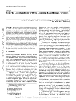 Security Consideration For Deep Learning-Based Image Forensics