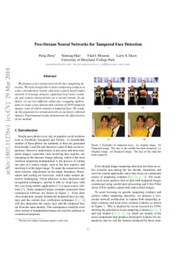 Two-Stream Neural Networks for Tampered Face Detection