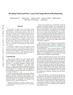 Revisiting Oxford and Paris: Large-Scale Image Retrieval Benchmarking