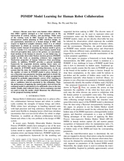 POMDP Model Learning for Human Robot Collaboration