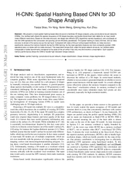 H-CNN: Spatial Hashing Based CNN for 3D Shape Analysis