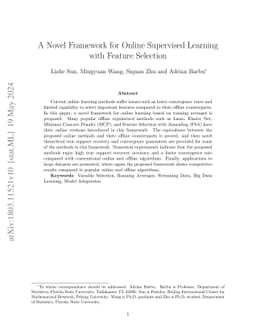 A Novel Framework for Online Supervised Learning with Feature Selection