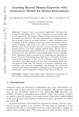 Learning Beyond Human Expertise with Generative Models for Dental
  Restorations